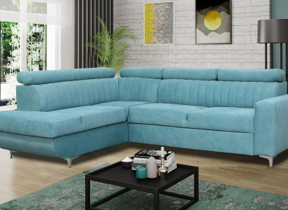 Blaue Couch Wohnlandschaft Stoff Eck Sofa Design Textil Sofa L-Form Möbel 